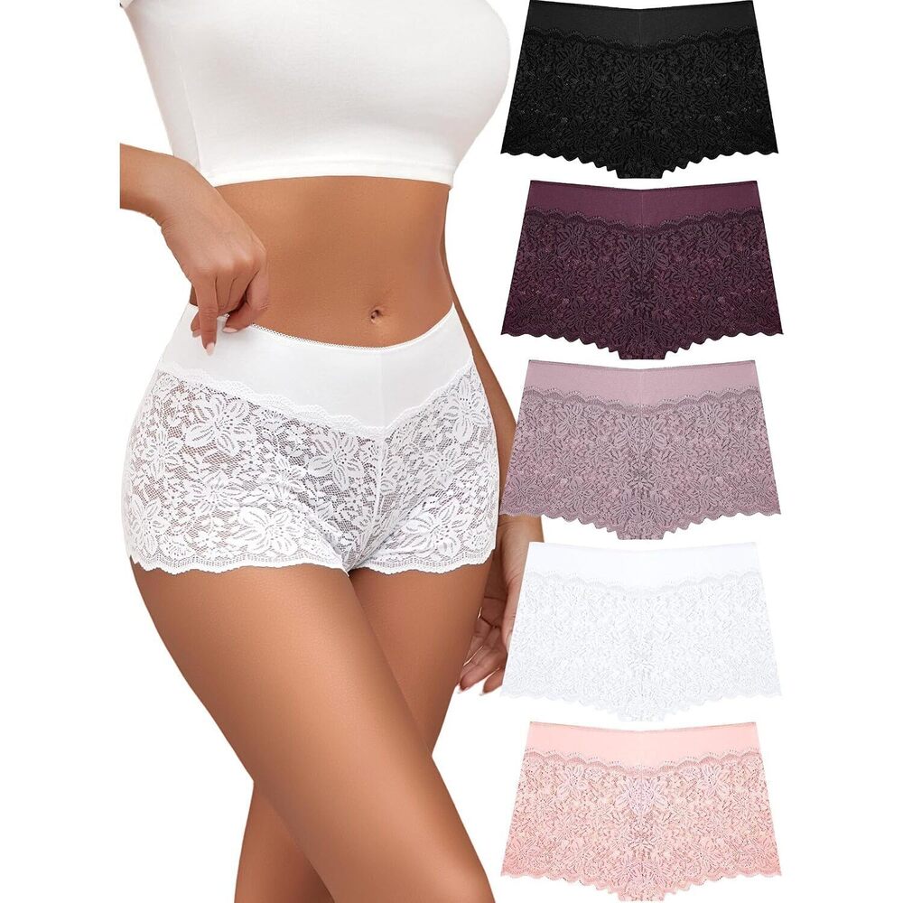Lace Boyshort Sexy Underwear Womens Panties Cheeky Plus Size Lingerie